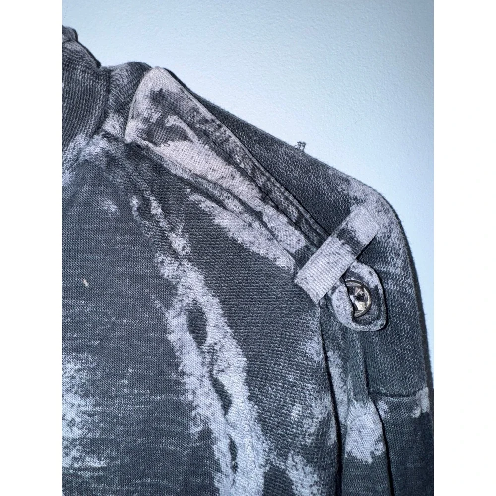Affliction men's gray tie dyed long sleeve tshirt‎ epaulets size medium